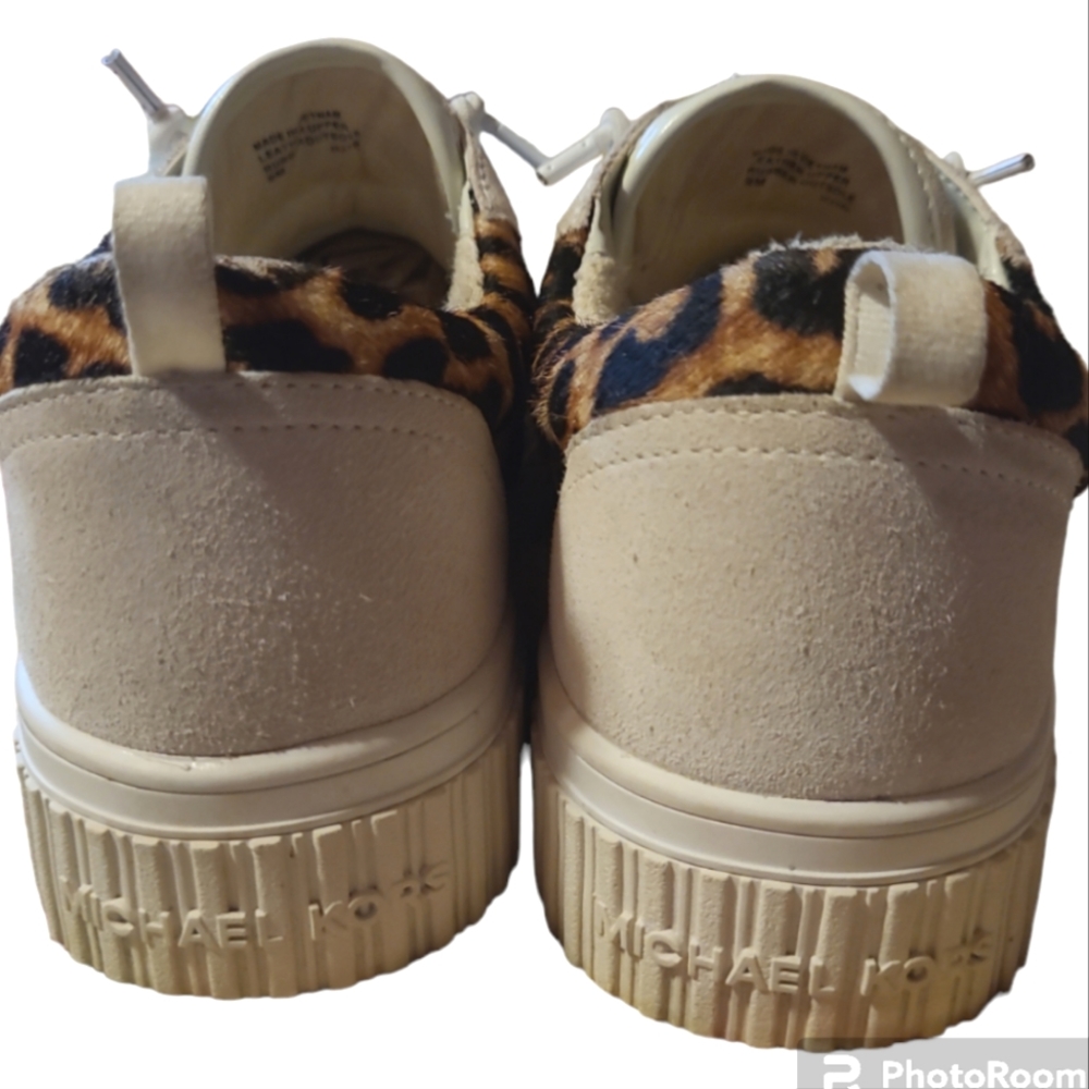 Michael Kors* Oscar* Sneakers* Leather Uppers* Cream/Leopard* Sz 9 - Picture 3 of 6